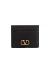 Valentino Grained Leather Vlogo Cardholder In Black