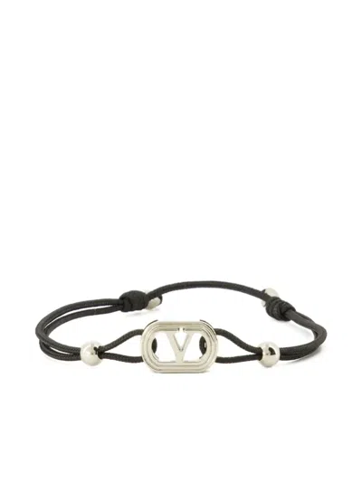 Valentino Garavani Vlogo Cord Bracelet In Black