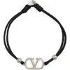 Valentino Garavani Vlogo Signature Cotton Bracelet In Black