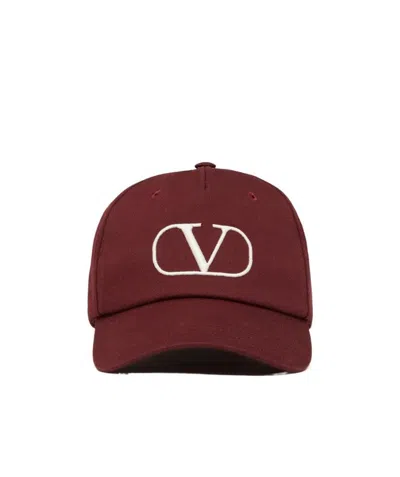 Valentino Garavani Vlogo Cotton Baseball Cap In Brown