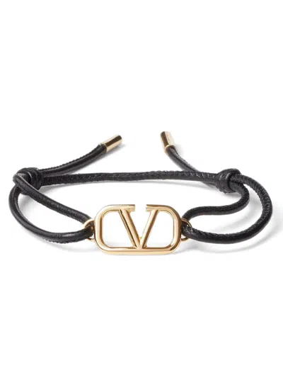 Valentino Garavani Vlogo Cotton Bracelet For Women In Black