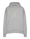 Valentino Logo Plaque Drawstring Hoodie In Gris