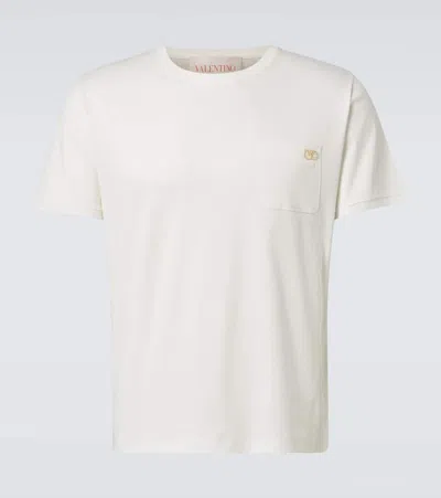 Valentino T-shirt Vlogo Signature Aus Baumwoll-jersey In Weiss