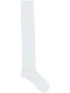 Valentino Chevron Pattern Knee-high Socks Perforated Detailing In White