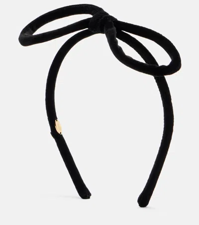Valentino Garavani Vlogo Cotton Velvet Headband In Black