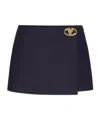 Valentino Embellished Wrap-effect Wool And Silk-blend Mini Skirt In Black