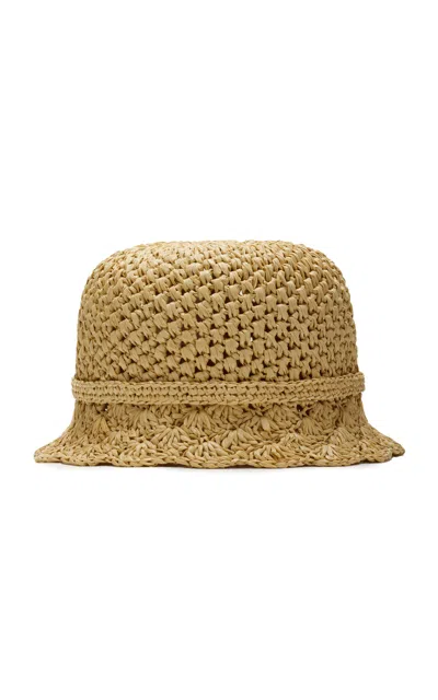 Valentino Garavani Vlogo Crocheted-raffia Bucket Hat In Neutral