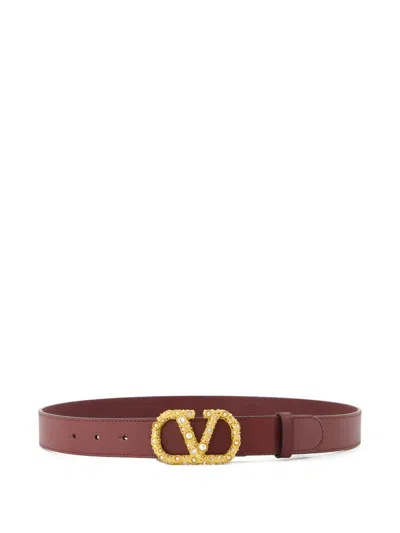Valentino Garavani Vlogo Crystal Belt In Brown