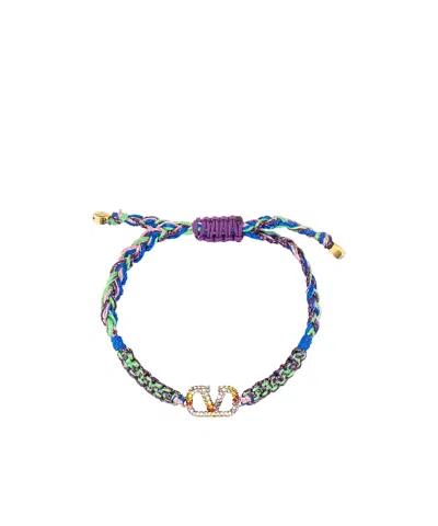 Valentino Garavani Vlogo Crystal-embellished Braided Bracelet In Multicolor