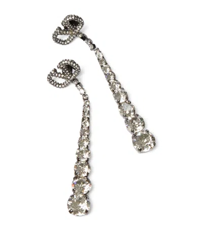 Valentino Garavani Crystal-embellished Vlogo Earrings In Ruthenium/crystal