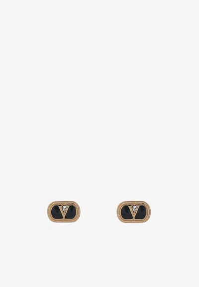 Valentino Garavani Vlogo Crystal-embellished Earrings In Gold