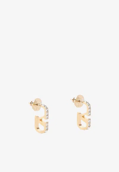 Valentino Garavani Vlogo Crystal Embellished Earrings In Gold