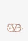 Valentino Vlogo Crystal-embellished Hairclip In Rose Gold