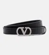 Valentino Vlogo Crystal-embellished Leather Belt In Black