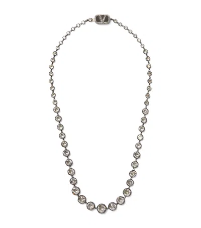 Valentino Garavani Vlogo Crystal Necklace In 银色