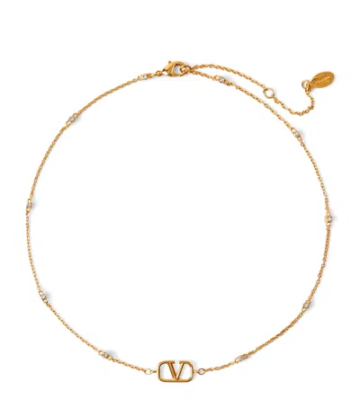 VALENTINO GARAVANI VLOGO CRYSTAL-EMBELLISHED NECKLACE