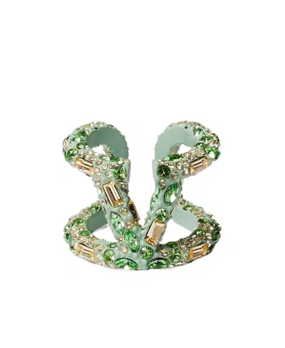 Valentino Garavani Vlogo Crystal-embellished Ring In Green