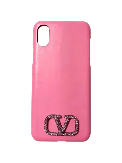 Valentino Garavani Vlogo Crystal-embellished Iphone Xs Case In Pink