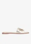 Valentino Gold Vlogo Cutout Laminated Nappa Leather Sandals In Metallic