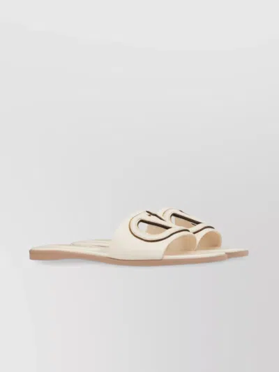 Valentino Garavani Slide Vlogo Cut-out T. 05 Vitello/logo/specchio In Beige