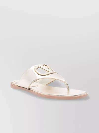 Valentino Garavani Vlogo Cut-out Leather Sandals In Neutral