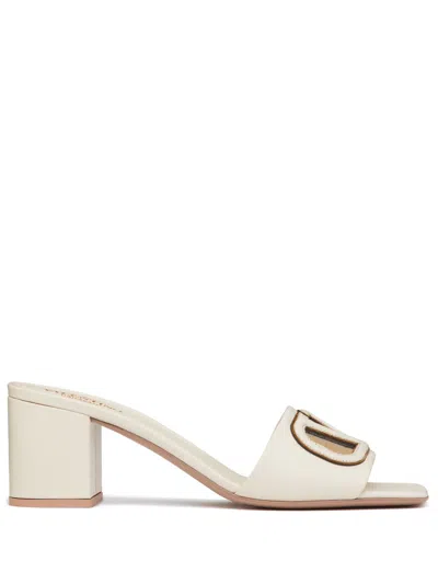 Valentino Garavani Vlogo Cut-out Leather Sandals In Neutral