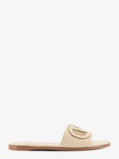 Valentino Garavani Vlogo Cut-out Leather Slides In White
