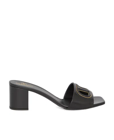 Valentino Garavani Vlogo Signature Slide Sandals In Black