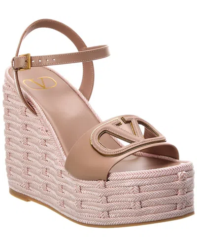 Valentino Garavani Vlogo Cutout Leather Wedge Sandals In Pink