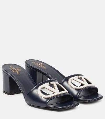 Valentino Garavani Vlogo Cutout Leather Mules In Schwarz