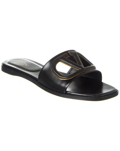 Valentino Garavani Valentino Vlogo Cutout Leather Sandal In Black