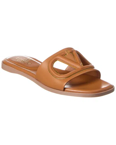 Valentino Garavani Valentino Vlogo Cutout Leather Sandal In Brown