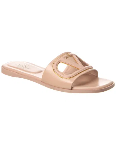 Valentino Garavani Vlogo Cutout Leather Slides In Pink