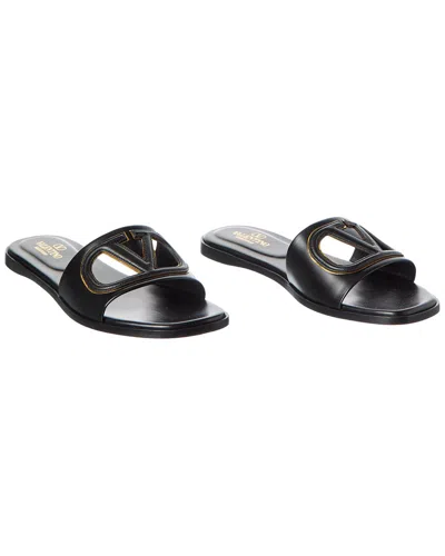 Valentino Garavani Valentino Vlogo Cutout Leather Sandals (authentic Pre-loved) In Black