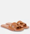 Valentino Vlogo Signature Flat Leather Sandals In Nude