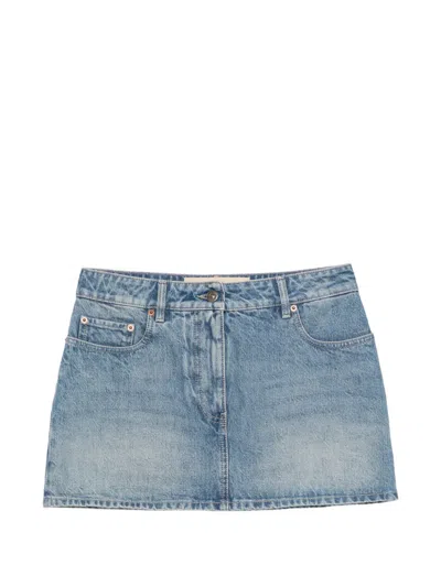 Valentino Vlogo Denim Mini Skirt In Blue