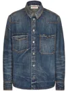 Valentino V-detail Denim Shirt In Blue