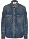 Valentino V-detail Denim Shirt In Blue