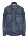 Valentino V-detail Denim Shirt In Blue