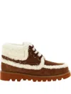 Valentino Vlogo-detail Lace-up Leather Boots In Brown