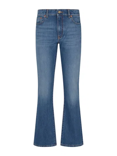 Valentino Vlogo Detailed Flared Jeans In Blue