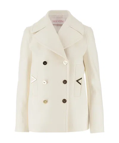 Valentino Vlogo Double-breasted Jacket In White