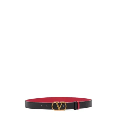 Valentino Garavani Vlogo Double Side Belt In Black