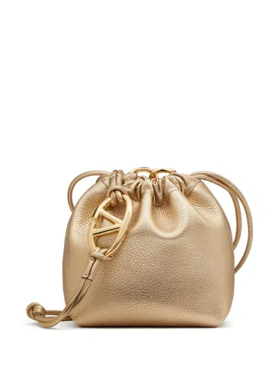 Valentino Garavani Vlogo Drawstring Mini Handbag In Gold