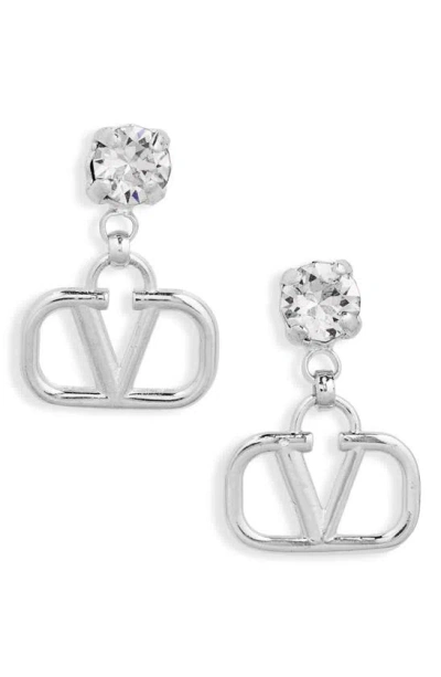 Valentino Garavani Vlogo Drop Earrings In Metallic