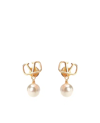 Valentino Garavani Vlogo Drop Earrings In Gold