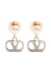 Valentino Swarovski Crystal-embellished Vlogo Signature Earrings In Gold