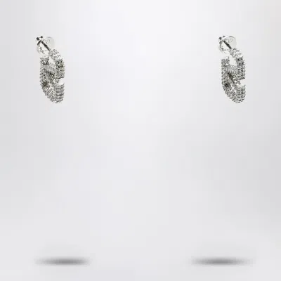 Valentino Garavani Vlogo Earrings With Silver Crystals In Metal