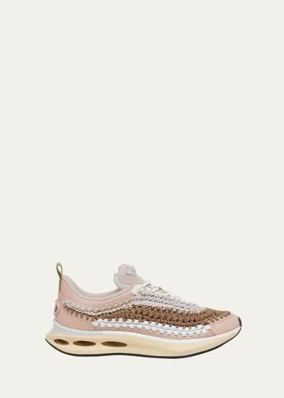 Valentino Garavani Vlogo Easy Knot Knit Runner Sneakers In Z2c Kaki Rose