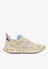 Valentino Garavani Multicolor Leather And Fabric Vlogo Easyjog Sneakers In Beige